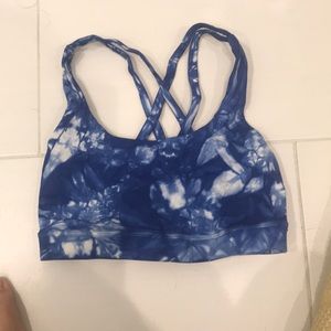 LuluLemon Blue Tie Dye Strappy Sports Bra